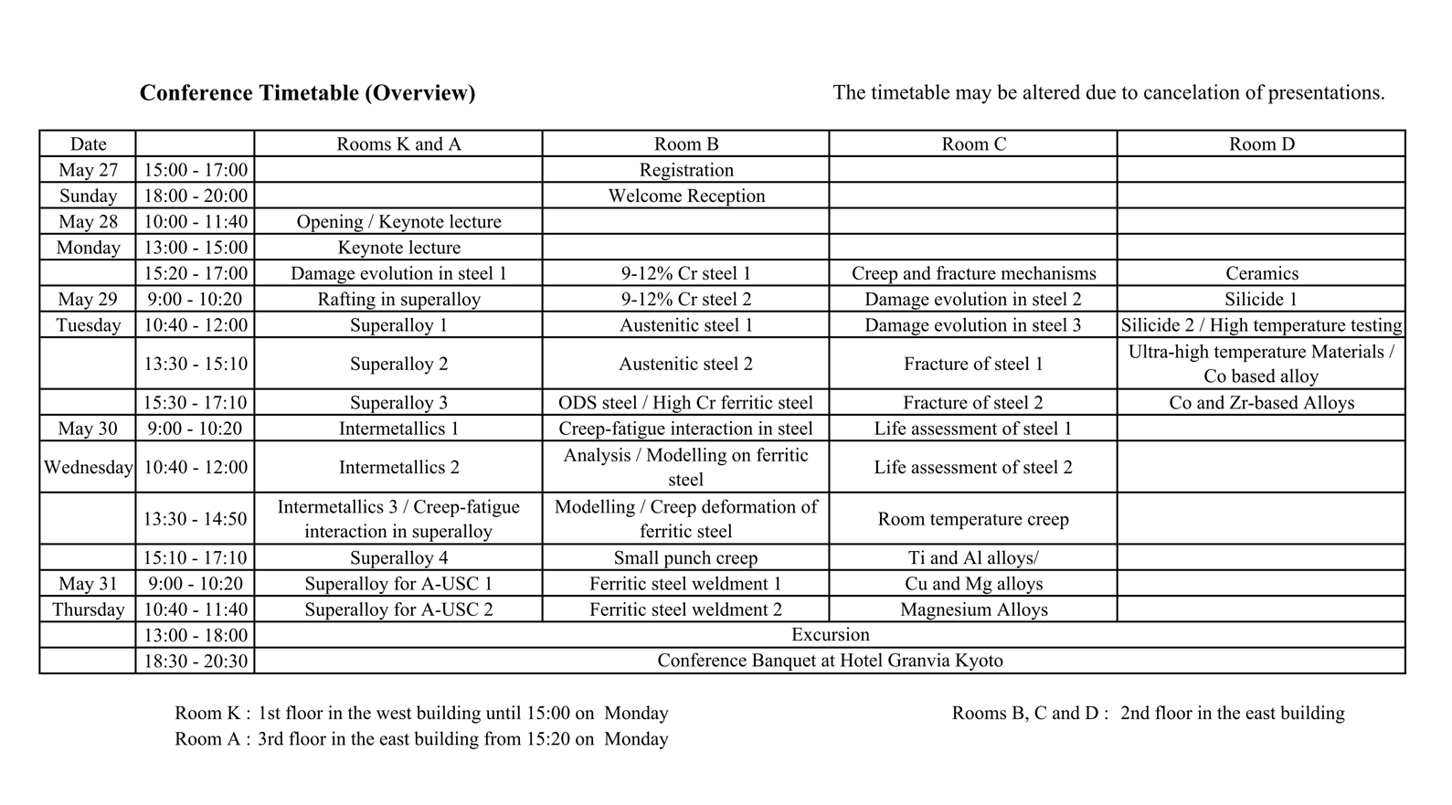 Timetable