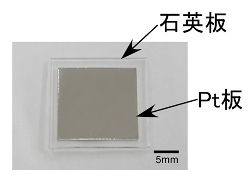 図3．可視光下で撮影した蛍光イメージングプレートの外観（Pt板の上に蛍光イメージングプレートを置いた状態で撮影）